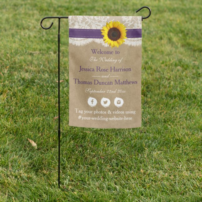 The Rustic Kraft Sunflower Wedding Collection Garden Flag (In SItu)