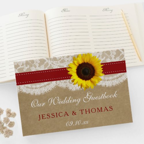 The Rustic Kraft Sunflower Wedding Collection Guest Book