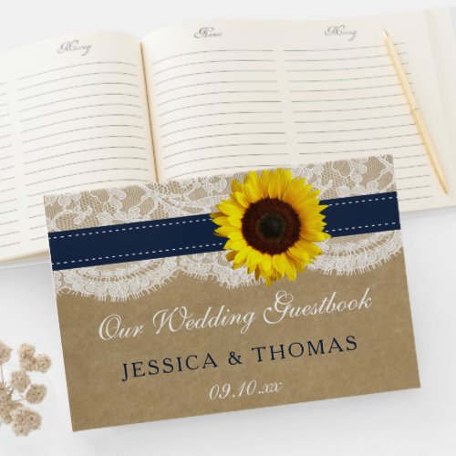 The Rustic Kraft Sunflower Wedding Collection Guest Book