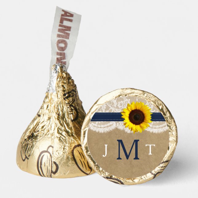 The Rustic Kraft Sunflower Wedding Collection Hershey®'s Kisses® (Front)