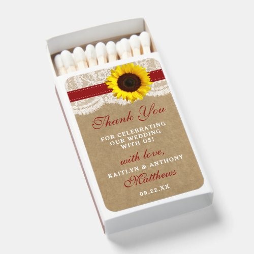 The Rustic Kraft Sunflower Wedding Collection Matchboxes