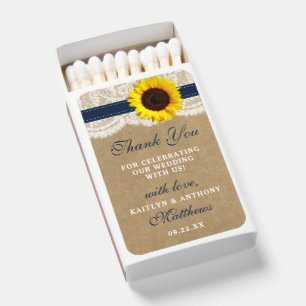 The Rustic Kraft Sunflower Wedding Collection Matchboxes