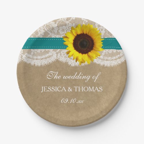 The Rustic Kraft Sunflower Wedding Collection Paper Plates