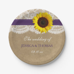 The Rustic Kraft Sunflower Wedding Collection Paper Plates