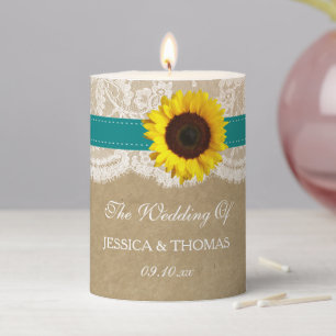 The Rustic Kraft Sunflower Wedding Collection Pillar Candle