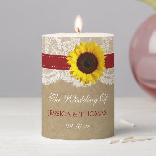 The Rustic Kraft Sunflower Wedding Collection Pillar Candle
