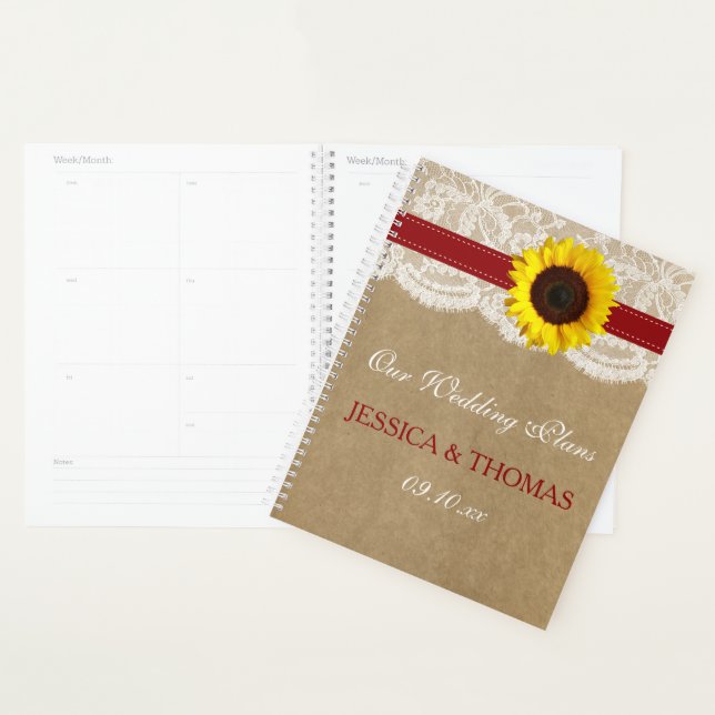 The Rustic Kraft Sunflower Wedding Collection Planner (Display)