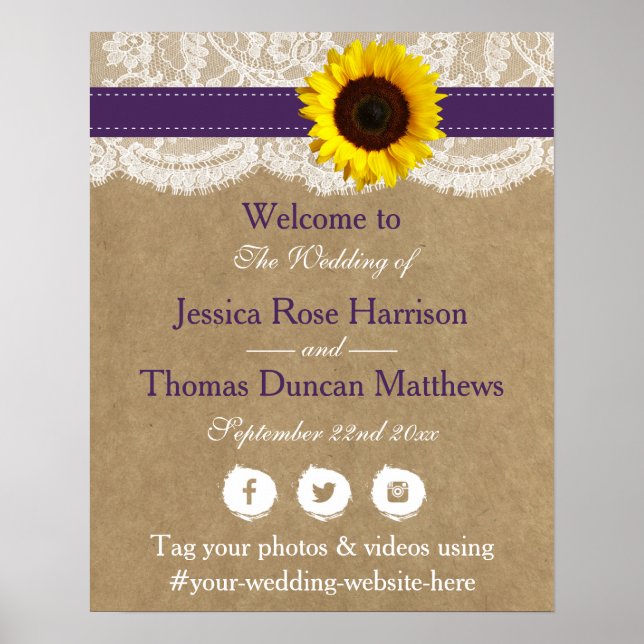 The Rustic Kraft Sunflower Wedding Collection Poster (Front)