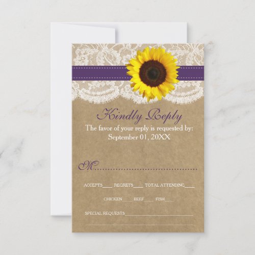 The Rustic Kraft Sunflower Wedding Collection RSVP Card