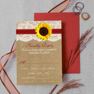 The Rustic Kraft Sunflower Wedding Collection RSVP Card