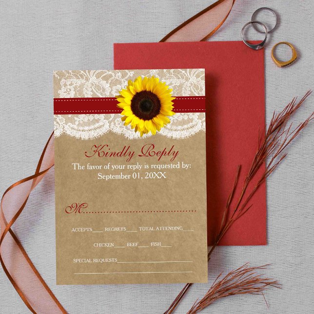 The Rustic Kraft Sunflower Wedding Collection RSVP Card (Creator Uploaded)