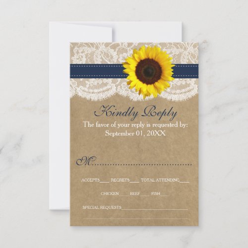 The Rustic Kraft Sunflower Wedding Collection RSVP Card