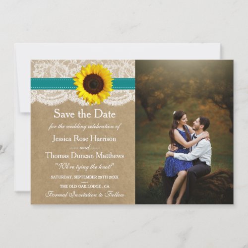 The Rustic Kraft Sunflower Wedding Collection Save The Date