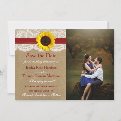 The Rustic Kraft Sunflower Wedding Collection Save The Date