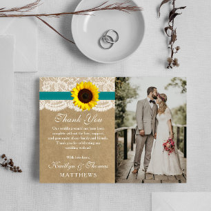The Rustic Kraft Sunflower Wedding Collection Thank You Card