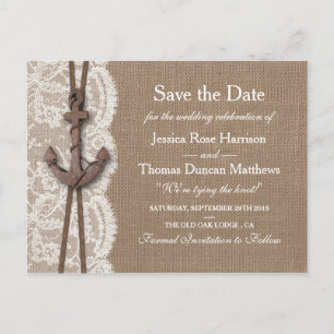 The Rustic Nautical Anchor Wedding Collection Announcement Postcard