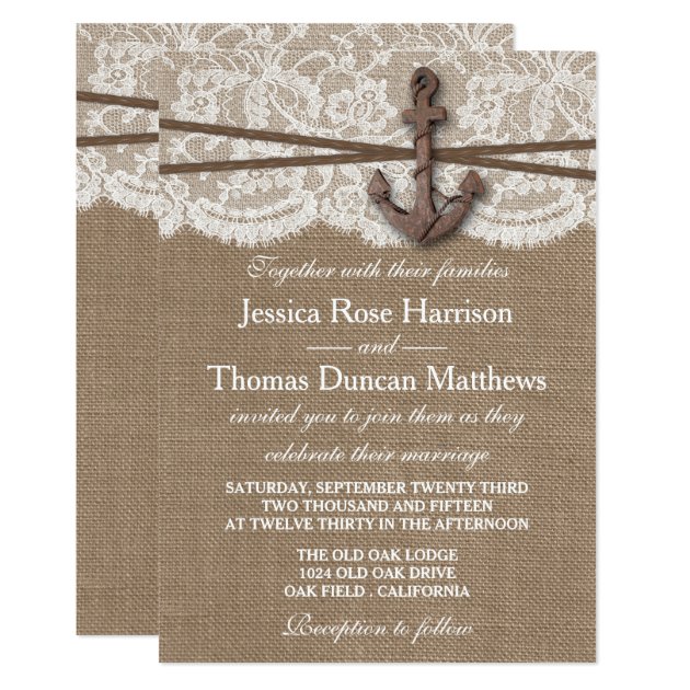 The Rustic Nautical Anchor Wedding Collection Invitation