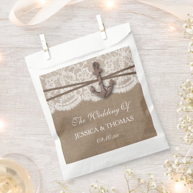 The Rustic Nautical Anchor Wedding Collection Favor Bag (Clipped)