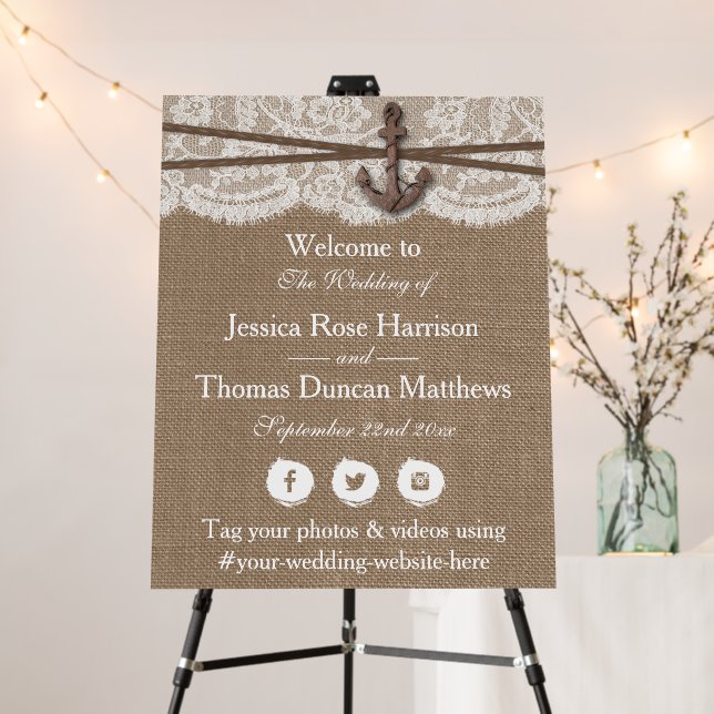 The Rustic Nautical Anchor Wedding Collection Foam Board (In Situ (Stand))