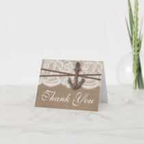 The Rustic Nautical Anchor Wedding Collection Letterpress Thank You Card