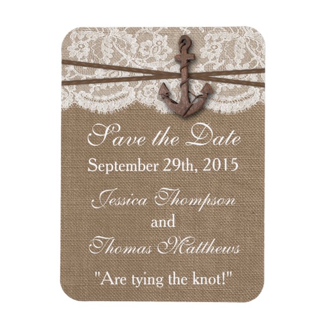 The Rustic Nautical Anchor Wedding Collection Magnet (Vertical)