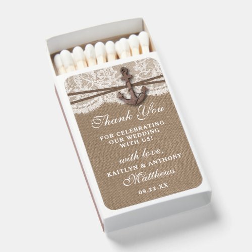 The Rustic Nautical Anchor Wedding Collection Matchboxes