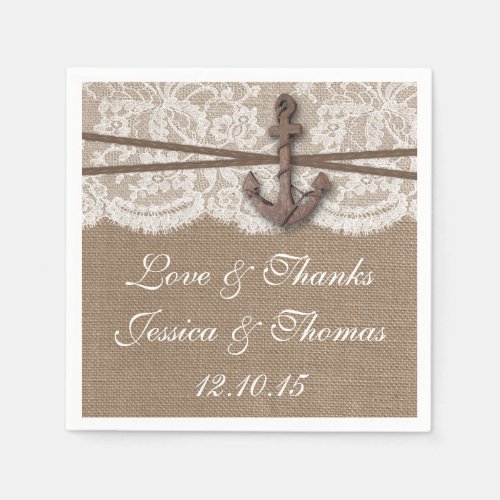 The Rustic Nautical Anchor Wedding Collection Napkins