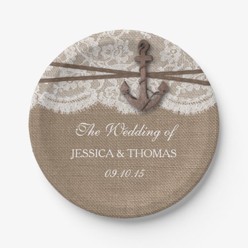 The Rustic Nautical Anchor Wedding Collection Paper Plates