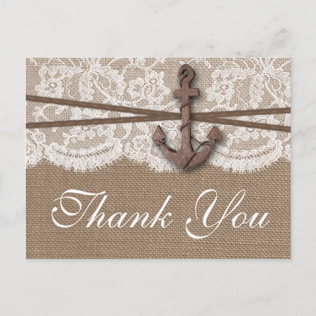 The Rustic Nautical Anchor Wedding Collection Postcard (Front)