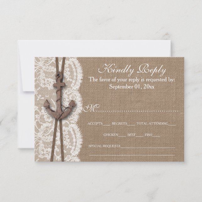 The Rustic Nautical Anchor Wedding Collection RSVP (Front)
