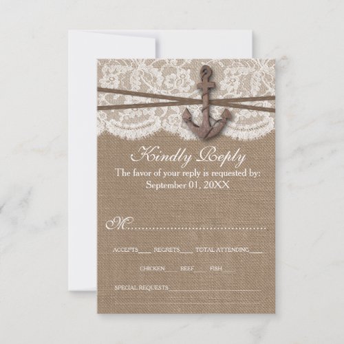 The Rustic Nautical Anchor Wedding Collection RSVP Card