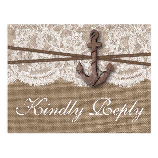 The Rustic Nautical Anchor Wedding Collection RSVP Postcard