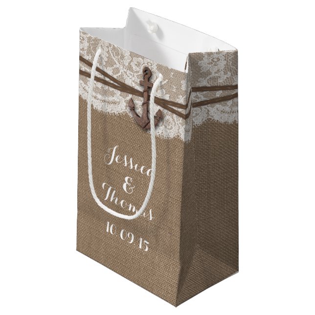 The Rustic Nautical Anchor Wedding Collection Small Gift Bag (Front Angled)