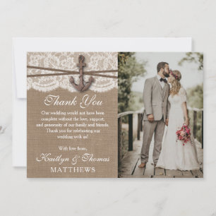 The Rustic Nautical Anchor Wedding Collection Thank You Card