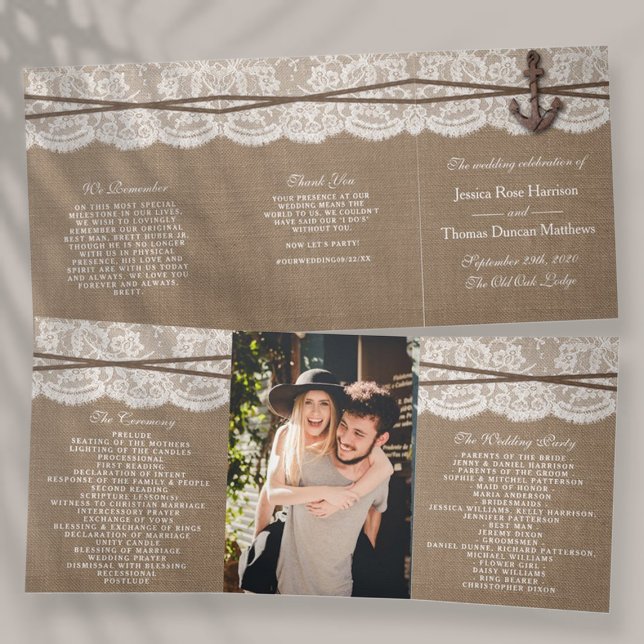 The Rustic Nautical Anchor Wedding Collection Tri-Fold Program (Creator Uploaded)