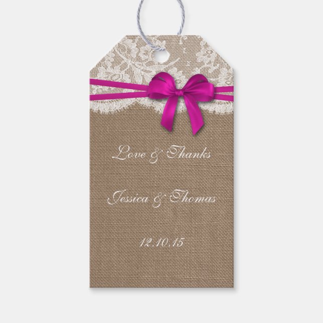 The Rustic Pink Bow Collection Tags (Front)