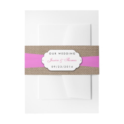 The Rustic Pink Bow Wedding Collection Invitation Belly Band