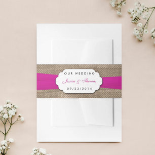 The Rustic Pink Bow Wedding Collection Invitation Belly Band