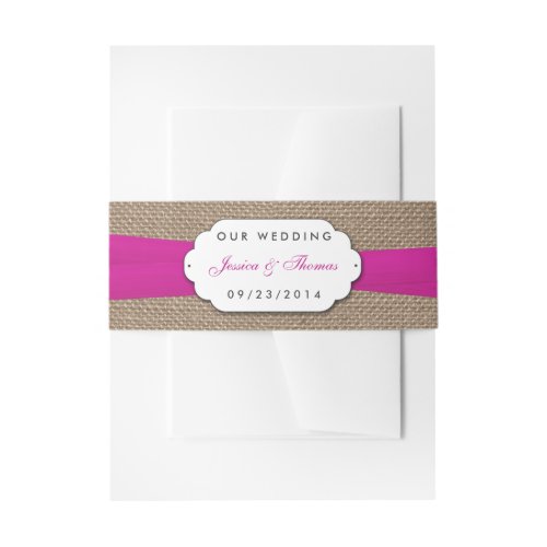 The Rustic Pink Bow Wedding Collection Invitation Belly Band