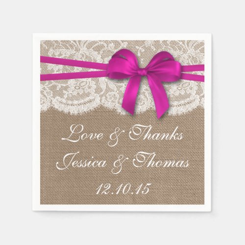 The Rustic Pink Bow Wedding Collection Napkins