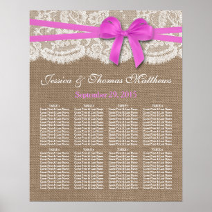 The Rustic Pink Bow Wedding Collection Seating Poster