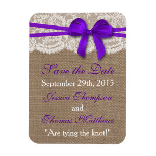 The Rustic Purple Bow Wedding Collection Magnet