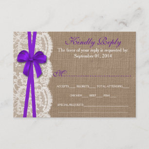The Rustic Purple Bow Wedding Collection RSVP Card