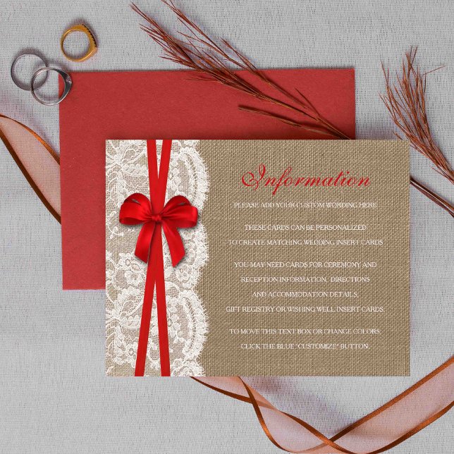 The Rustic Red Bow Wedding Collection Detail Cards (Creator Uploaded)