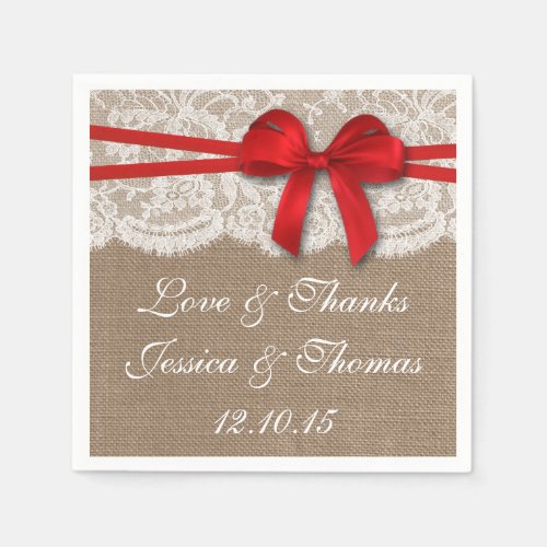 The Rustic Red Bow Wedding Collection Paper Napkins