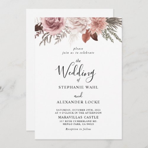 The Rustic Rose Gold Floral Wedding Of   Invitatio Invitation