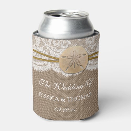 The Rustic Sand Dollar Beach Wedding Collection Can Cooler