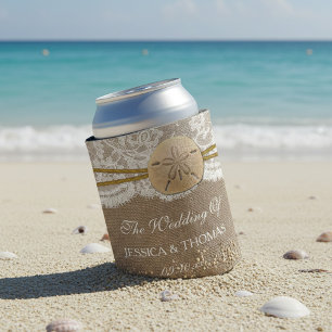 The Rustic Sand Dollar Beach Wedding Collection Can Cooler