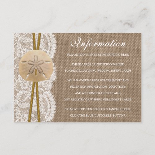 The Rustic Sand Dollar Beach Wedding Collection Enclosure Card