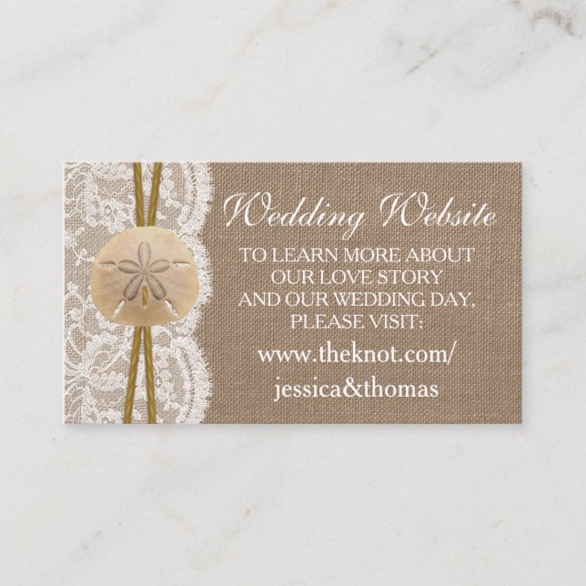 The Rustic Sand Dollar Beach Wedding Collection Enclosure Card (Front)